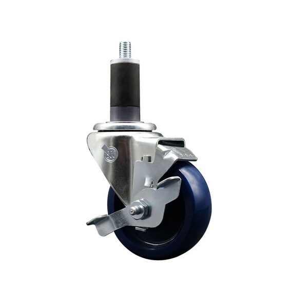 3.5'' SS Solid Poly Swivel 1-1/4'' Expanding Stem Caster with Brake